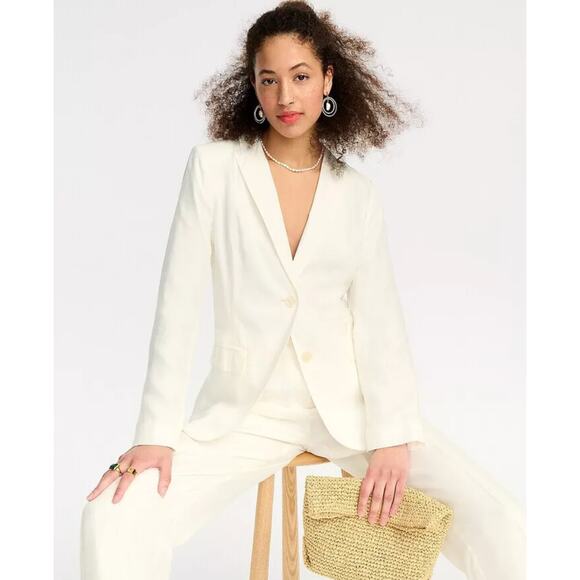 J. CREW Limited Edition Drapey Long Parke Blazer Cupro Ivory Sz 10 {HH49} - Picture 1 of 8